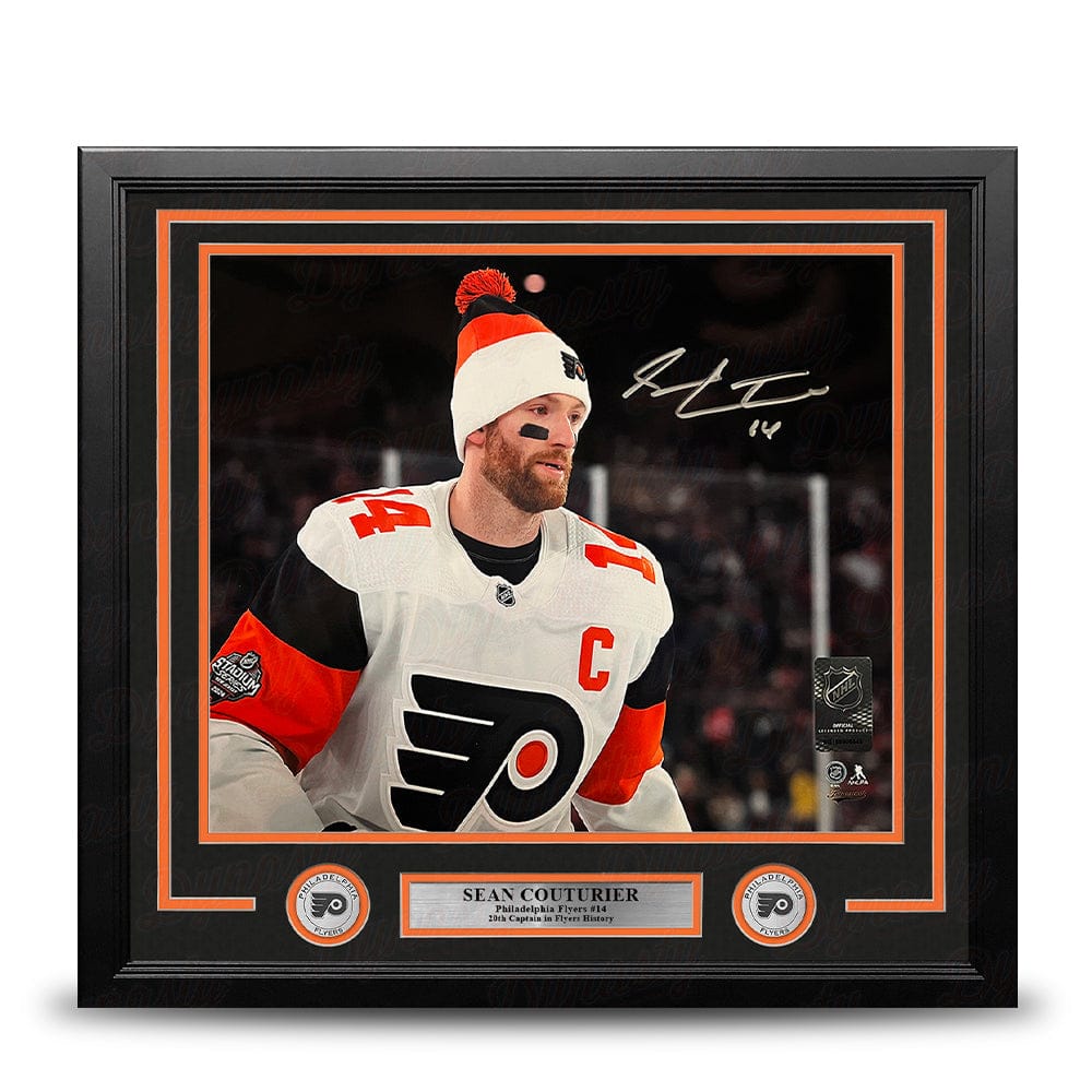 Dynasty Sports & Framing Autographed Framed Hockey Photos Sean Couturier 2024 Captain Debut Philadelphia Flyers Autographed 11x14 Framed Photo - Silver Ink