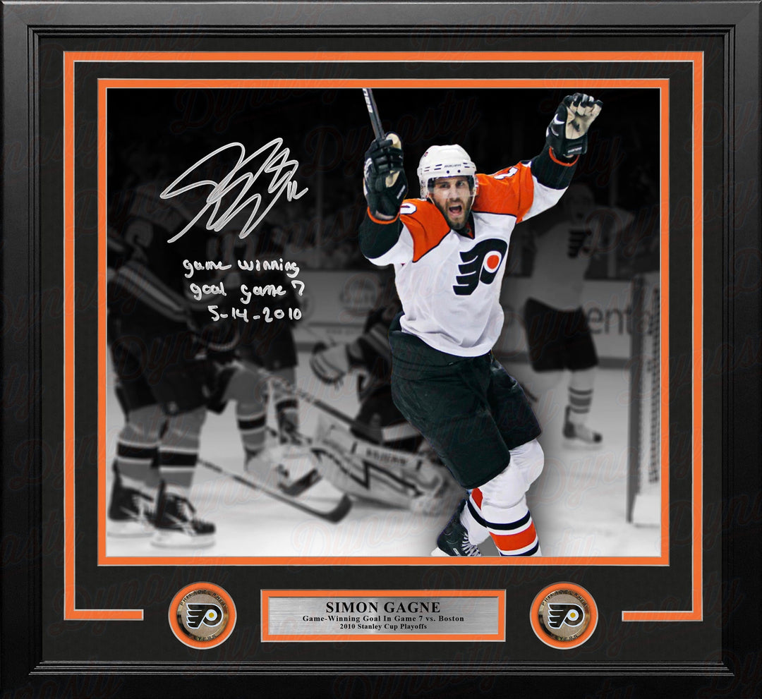 Dynasty Sports & Framing Autographed Framed Hockey Photos Simon Gagne Philadelphia Flyers Game-Winning Goal Autographed 16x20 Framed Photo w/ Date Inscription
