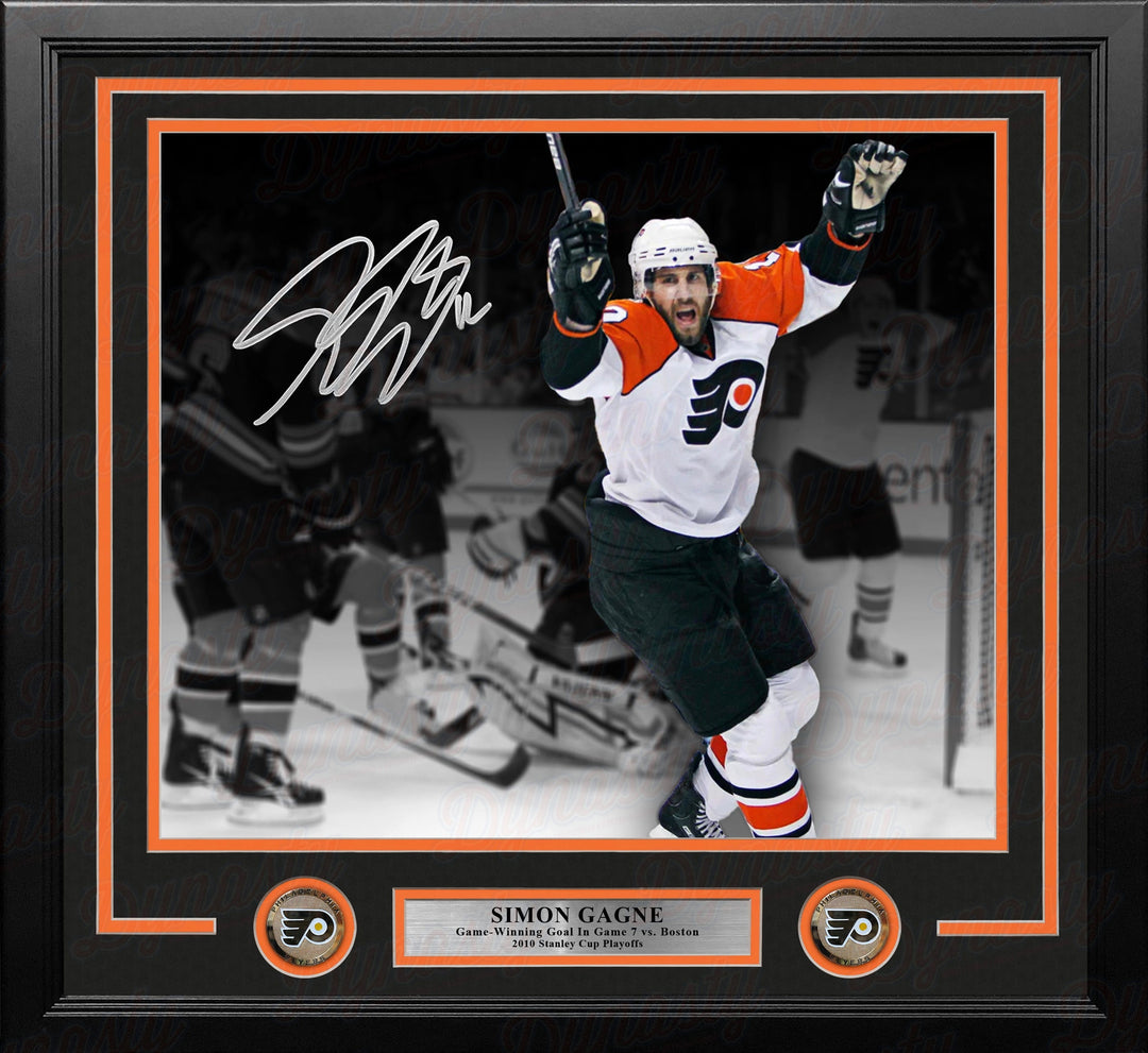 Dynasty Sports & Framing Autographed Framed Hockey Photos Simon Gagne Philadelphia Flyers Gm 7 Game-Winning Goal v Bruins Autographed 11x14 Framed Black Photo