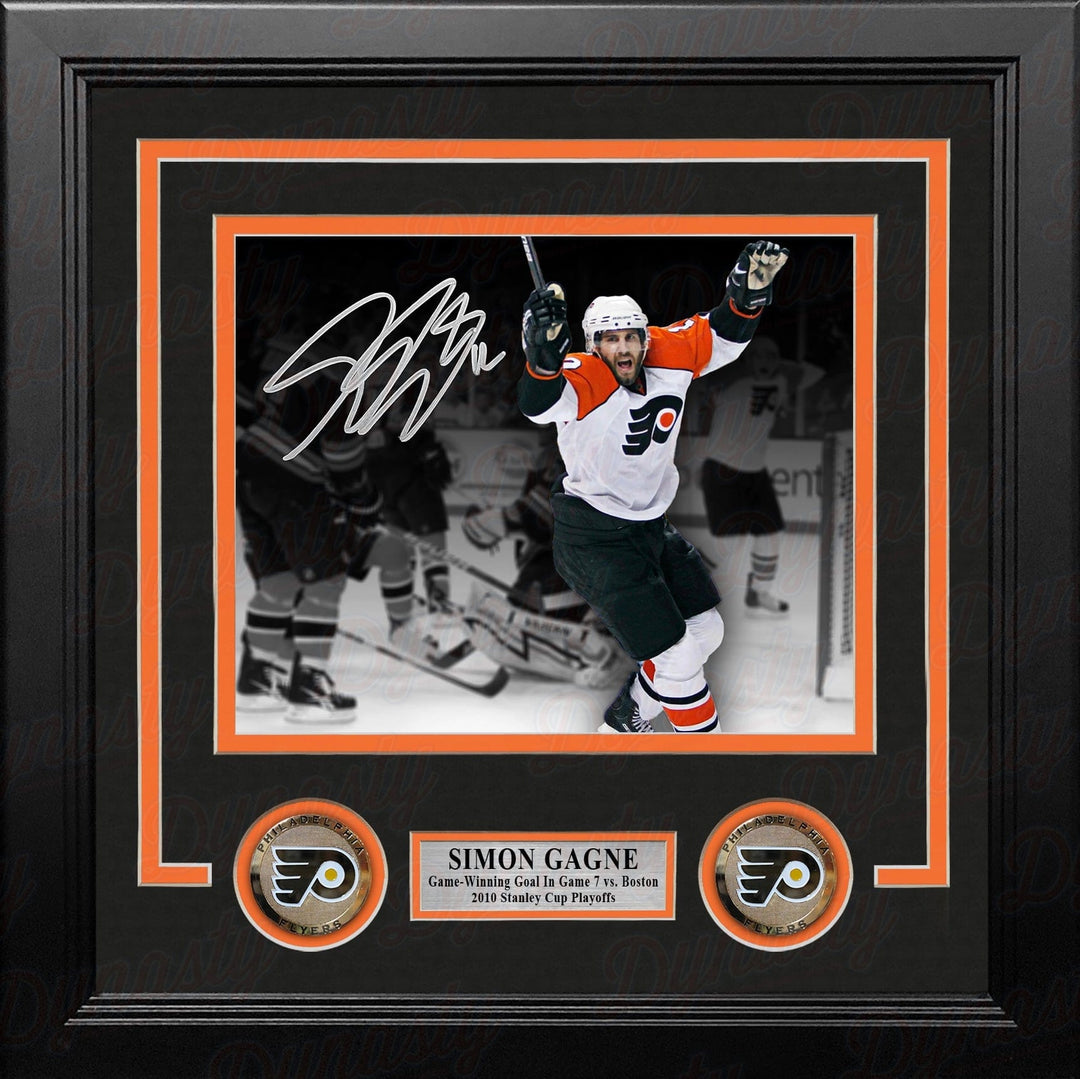 Dynasty Sports & Framing Autographed Framed Hockey Photos Simon Gagne Philadelphia Flyers Gm 7 Game-Winning Goal v Bruins Autographed 8x10 Framed Black Photo