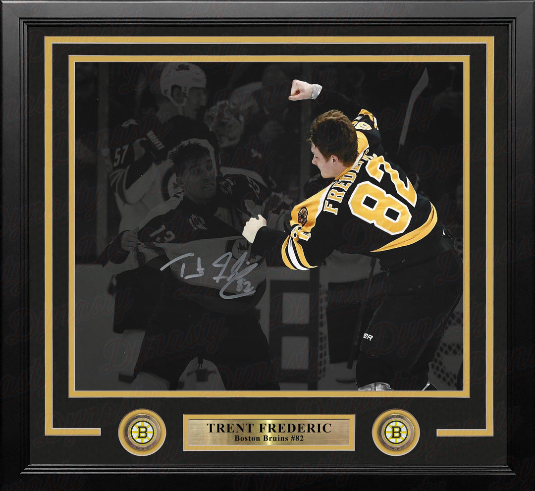 Dynasty Sports & Framing Autographed Framed Hockey Photos Trent Frederic Fight Boston Bruins Autographed 11" x 14" Framed Blackout Hockey Photo