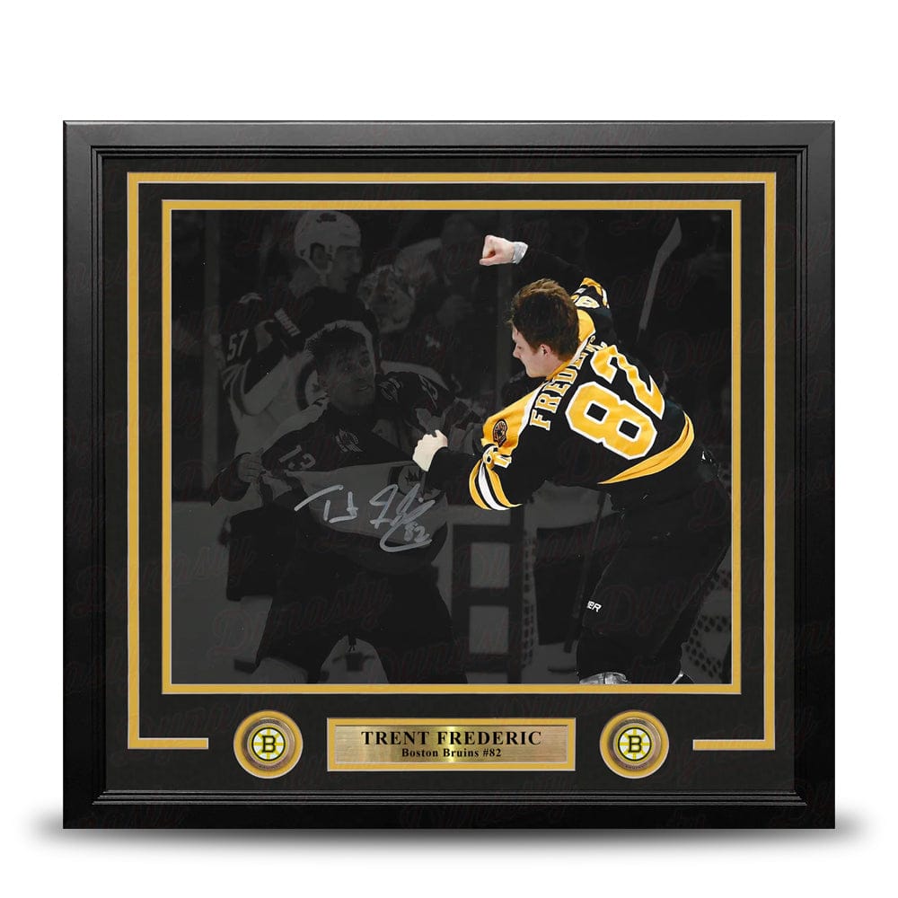 Dynasty Sports & Framing Autographed Framed Hockey Photos Trent Frederic Fight Boston Bruins Autographed 11" x 14" Framed Blackout Hockey Photo
