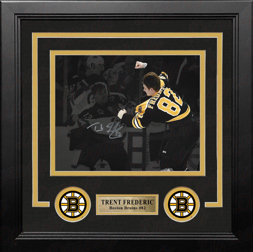 Dynasty Sports & Framing Autographed Framed Hockey Photos Trent Frederic Fight Boston Bruins Autographed 8" x 10" Framed Blackout Hockey Photo