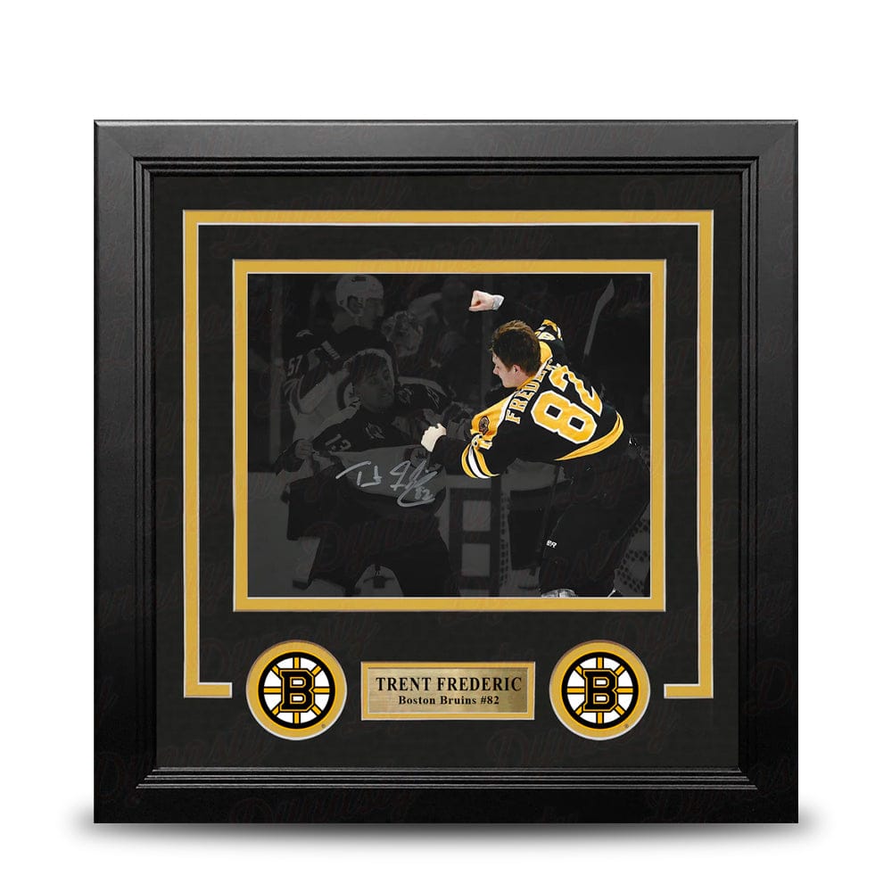 Dynasty Sports & Framing Autographed Framed Hockey Photos Trent Frederic Fight Boston Bruins Autographed 8" x 10" Framed Blackout Hockey Photo