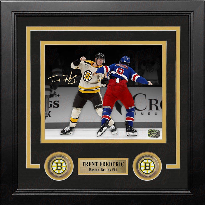 Dynasty Sports & Framing Autographed Framed Hockey Photos Trent Frederic Fighting Action Boston Bruins Autographed 8" x 10" Framed Hockey Photo