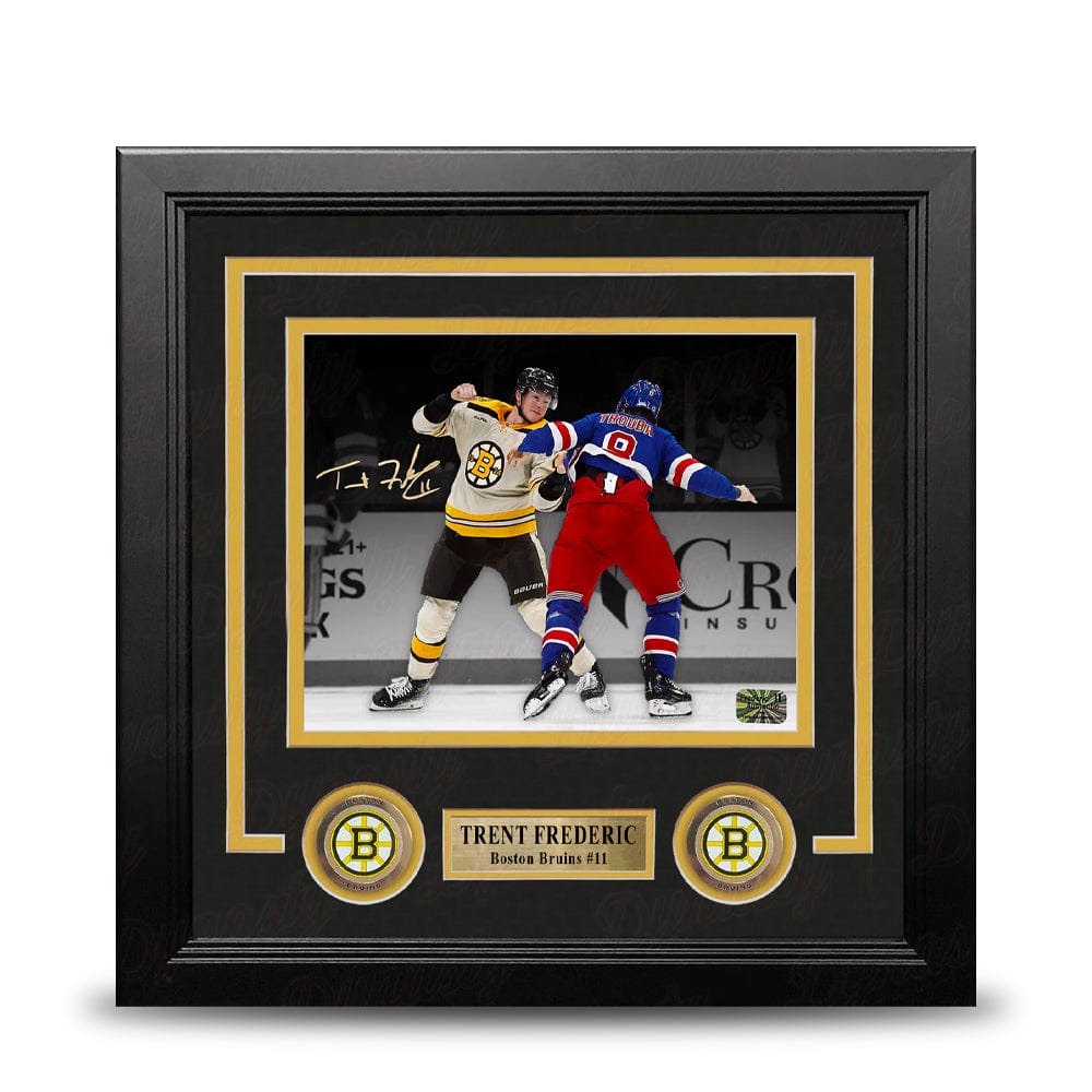 Dynasty Sports & Framing Autographed Framed Hockey Photos Trent Frederic Fighting Action Boston Bruins Autographed 8" x 10" Framed Hockey Photo