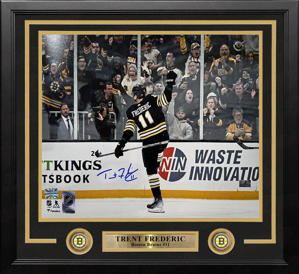 Dynasty Sports & Framing Autographed Framed Hockey Photos Trent Frederic Goal Celebration Boston Bruins Autographed 16" x 20" Framed Hockey Photo