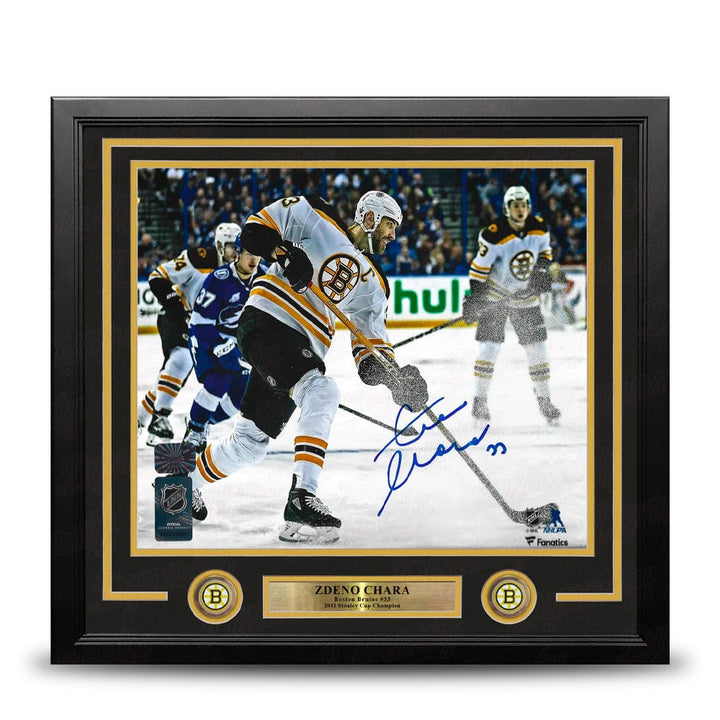 Dynasty Sports & Framing Autographed Framed Hockey Photos Zdeno Chara in Action Boston Bruins Autographed 16" x 20" Framed Hockey Photo