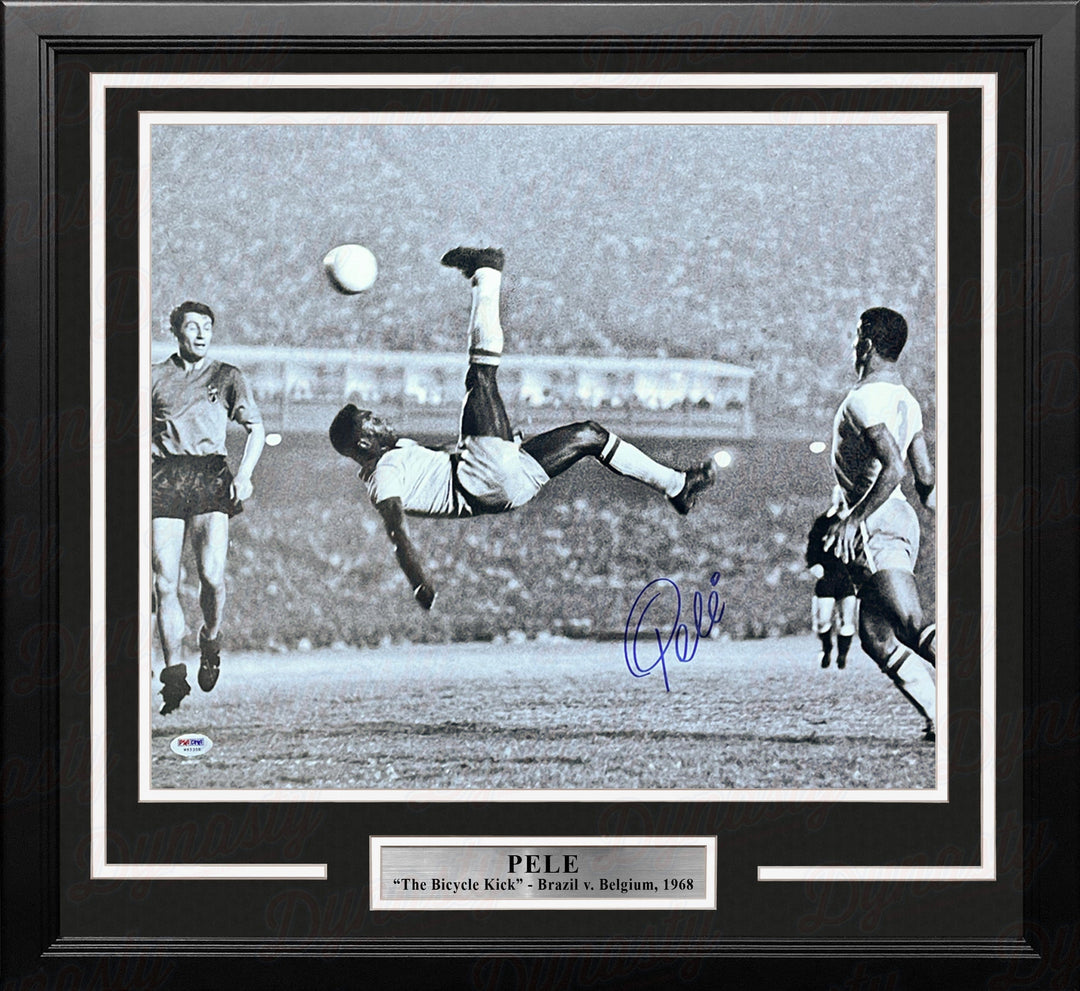 Dynasty Sports & Framing Autographed Framed Soccer Photos Pele Bicycle Kick, Brazil v. Belgium Autographed Soccer 16" x 20" Framed and Matted Photo