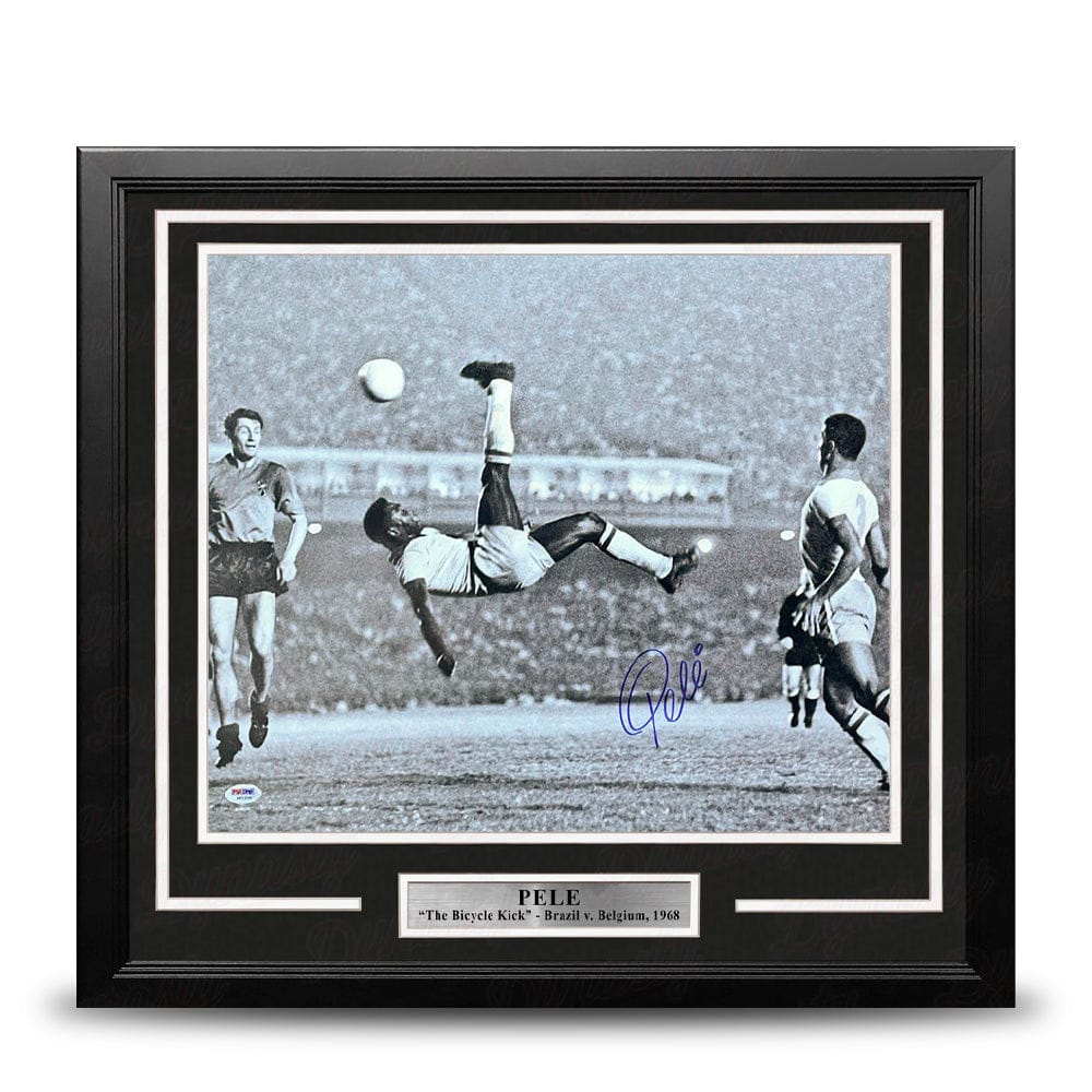 Dynasty Sports & Framing Autographed Framed Soccer Photos Pele Bicycle Kick, Brazil v. Belgium Autographed Soccer 16" x 20" Framed and Matted Photo