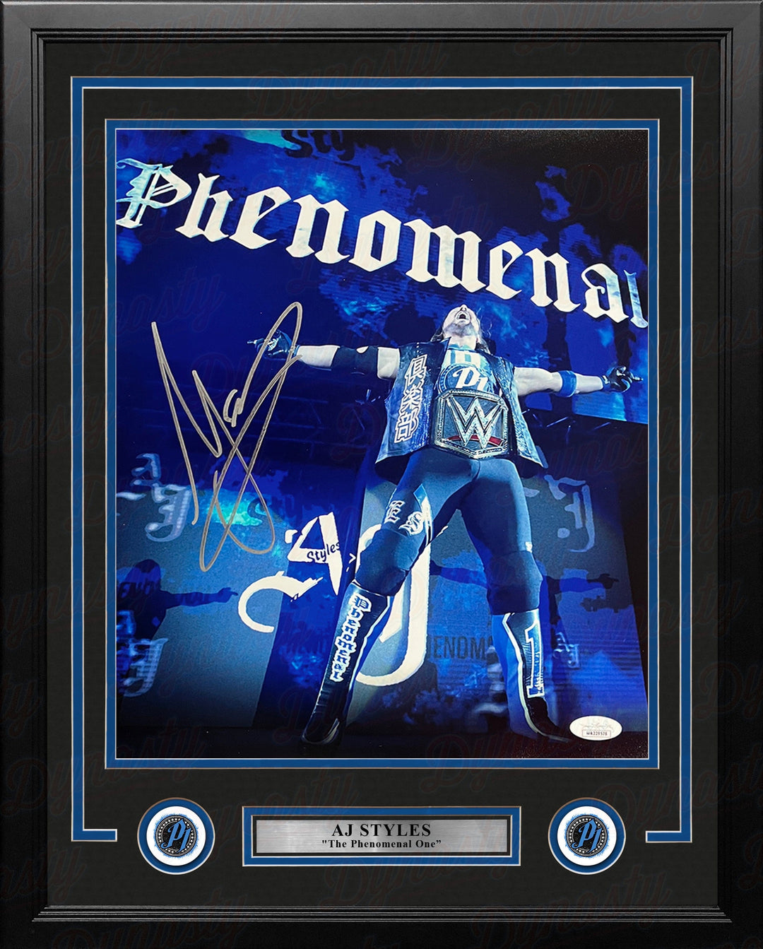 Dynasty Sports & Framing Autographed Framed Wrestling Photos 11x14 Framed Photo AJ Styles Phenomenal Championship Entrance Autographed Framed WWE Wrestling Photo