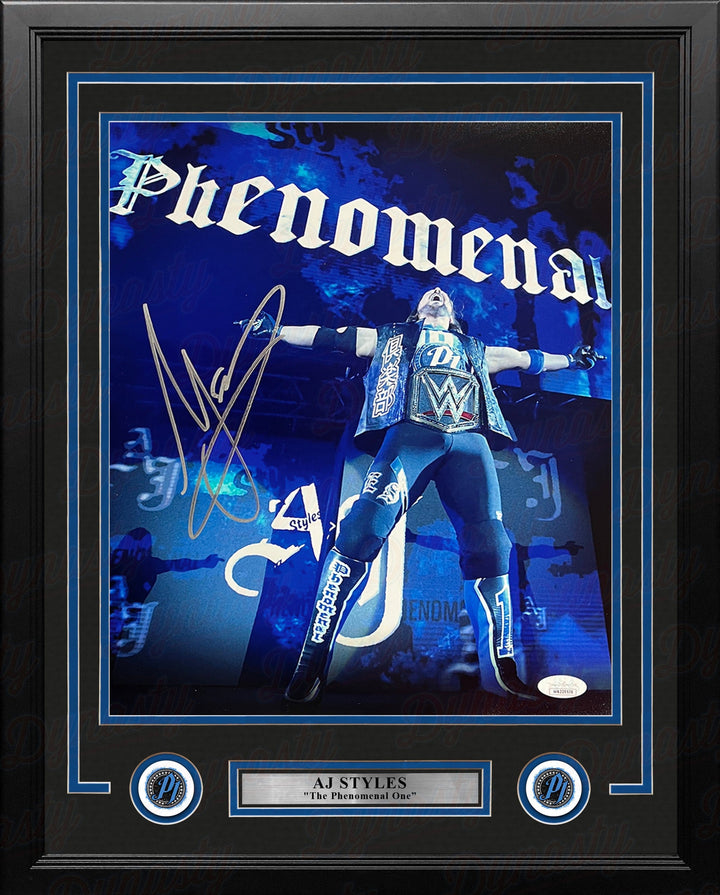 Dynasty Sports & Framing Autographed Framed Wrestling Photos 11x14 Framed Photo AJ Styles Phenomenal Championship Entrance Autographed Framed WWE Wrestling Photo
