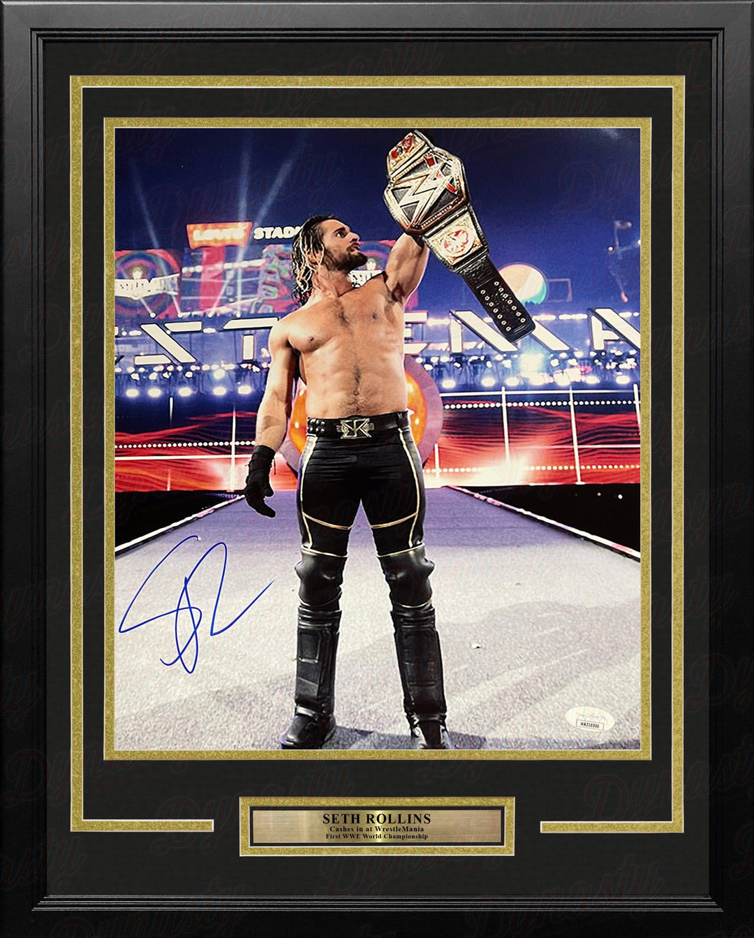 Dynasty Sports & Framing Autographed Framed Wrestling Photos 11x14 Framed Photo Seth Rollins Money-in-the-Bank Championship Cash-in Autographed Framed WWE Wrestling Photo