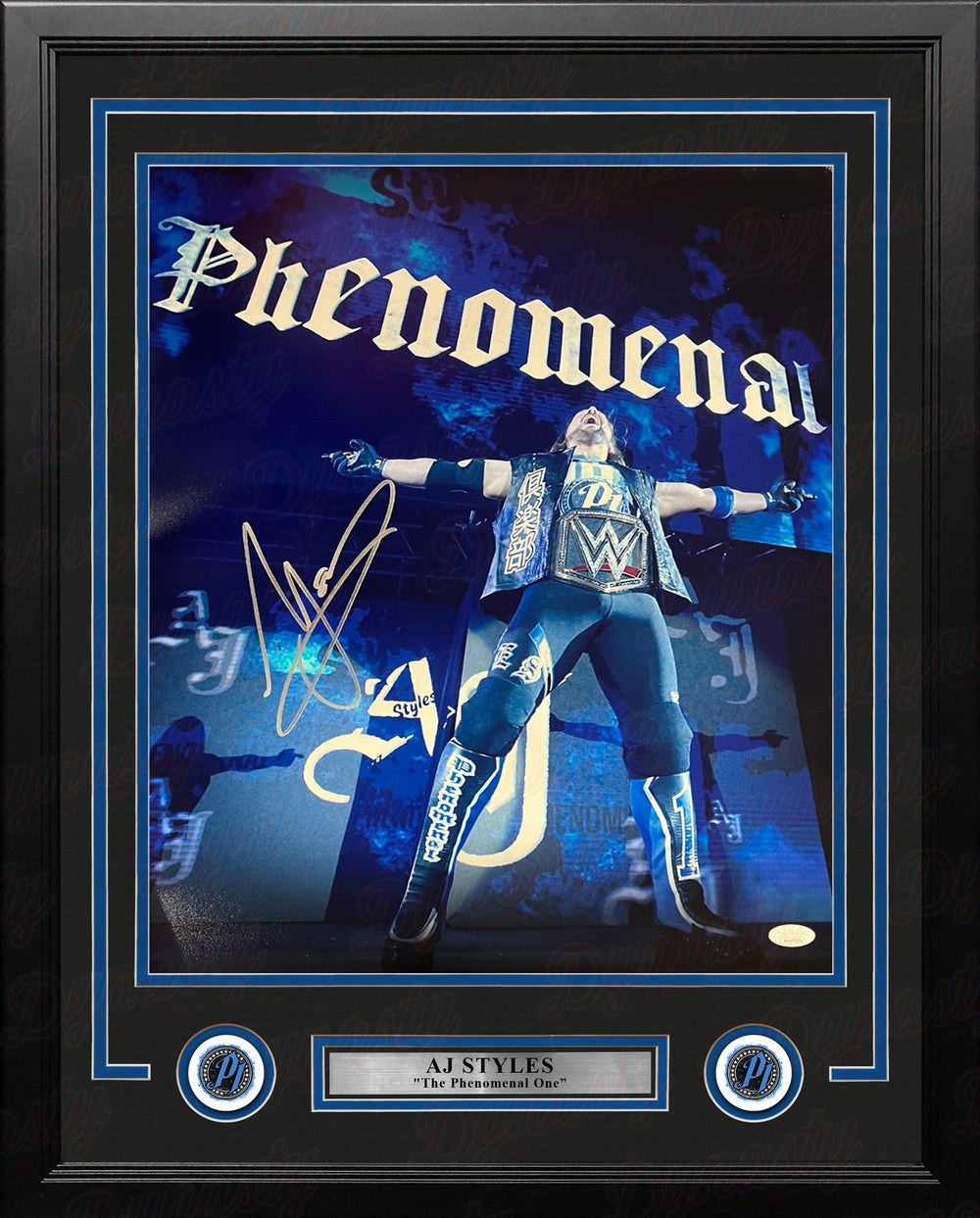 Dynasty Sports & Framing Autographed Framed Wrestling Photos 16x20 Framed Photo AJ Styles Phenomenal Championship Entrance Autographed Framed WWE Wrestling Photo