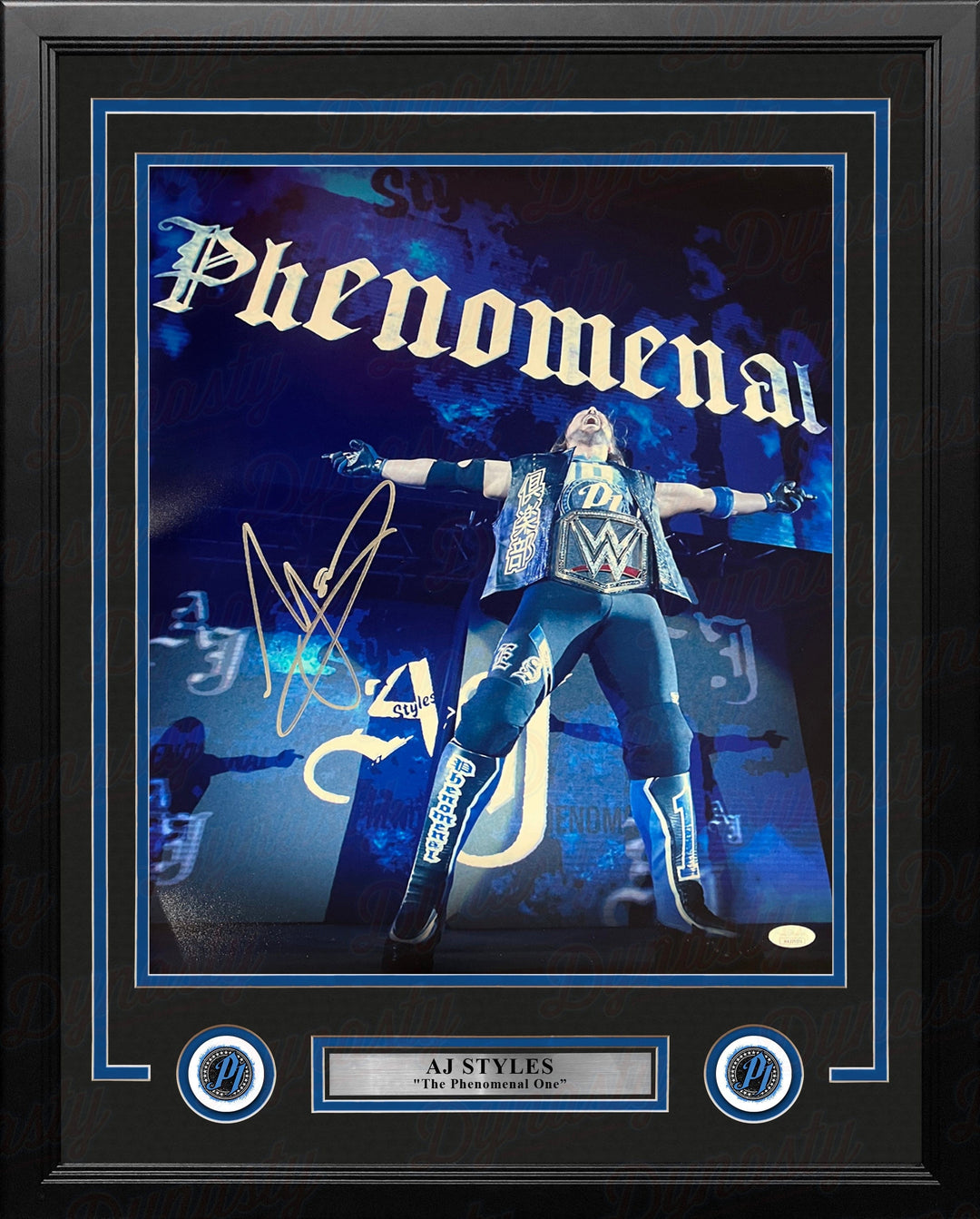 Dynasty Sports & Framing Autographed Framed Wrestling Photos 16x20 Framed Photo AJ Styles Phenomenal Championship Entrance Autographed Framed WWE Wrestling Photo