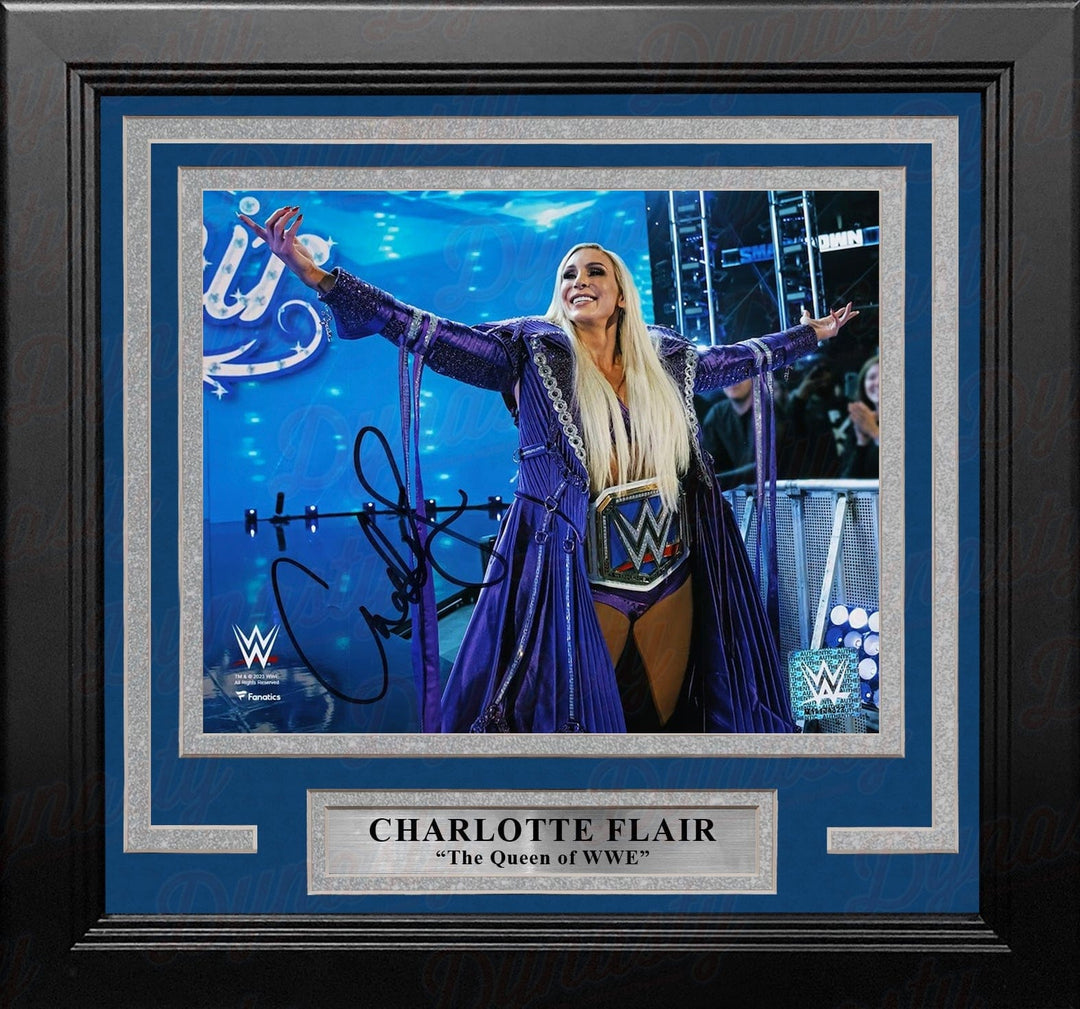 Dynasty Sports & Framing Autographed Framed Wrestling Photos Charlotte Flair Championship Entrance Autographed 8" x 10" Framed WWE Wrestling Photo