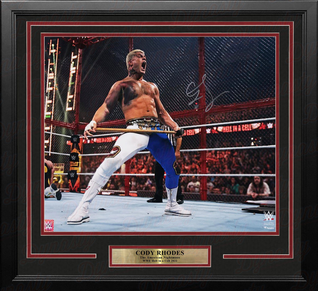Dynasty Sports & Framing Autographed Framed Wrestling Photos Cody Rhodes Hell in a Cell with a Sledgehammer Autographed 16" x 20" Framed Wrestling Photo