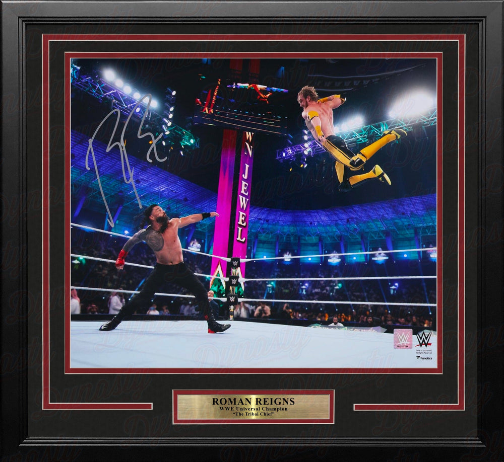 Dynasty Sports & Framing Autographed Framed Wrestling Photos Roman Reigns 2022 Crown Jewel v. Logan Paul Autographed 16" x 20" Framed WWE Wrestling Photo