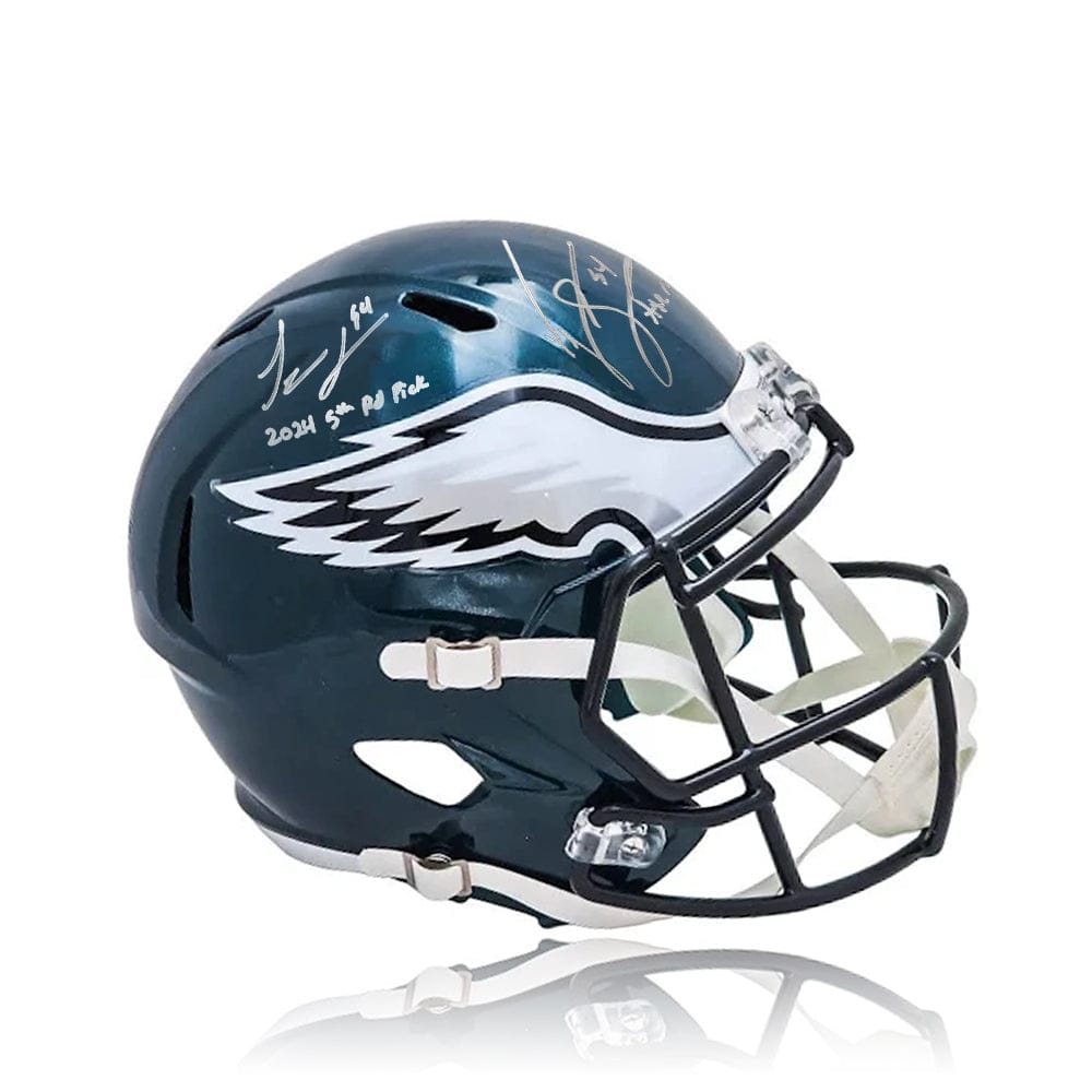 Dynasty Sports & Framing Autographed Helmets Jeremiah Trotter, Sr. & Jr. Philadelphia Eagles Autographed Football Helmet with Dual Inscriptions