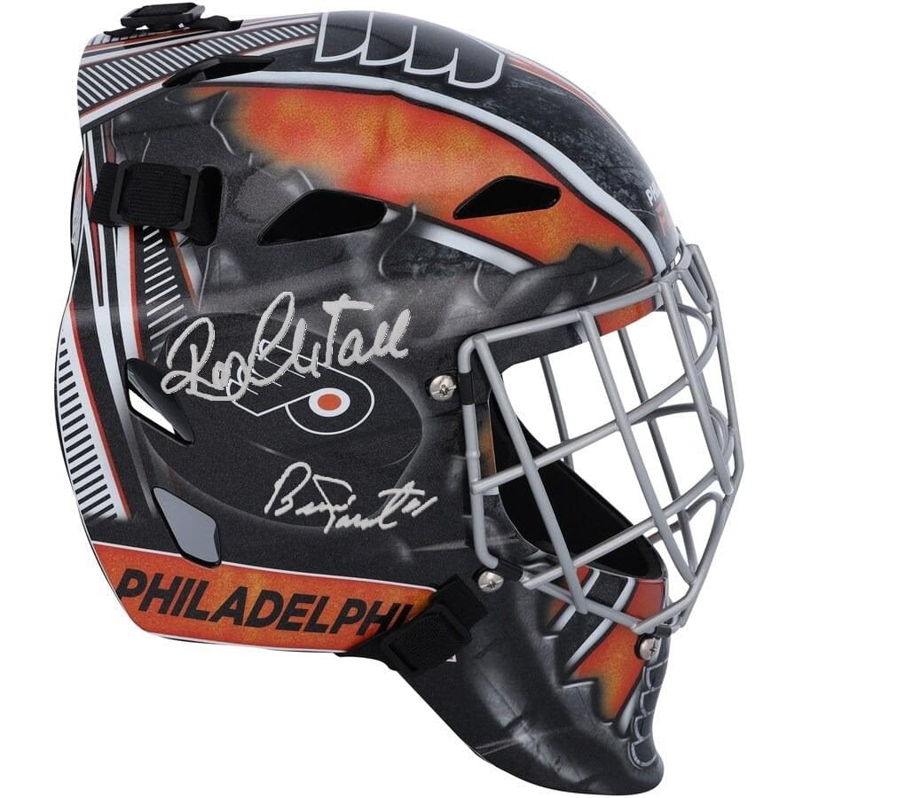 Dynasty Sports & Framing Autographed Helmets Ron Hextall & Bernie Parent Philadelphia Flyers Autographed NHL Hockey Goalie Replica Mask
