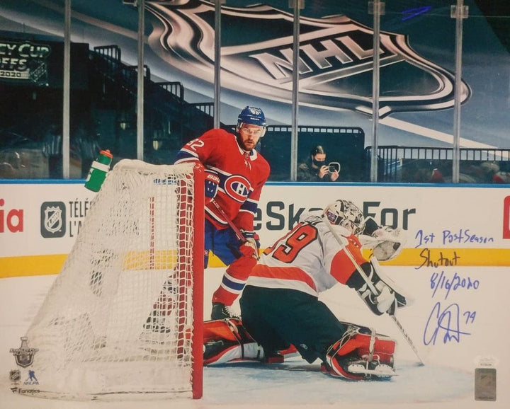 Dynasty Sports & Framing Autographed Hockey Photos 16x20 Photo with 1st Career Playoff Shutout Inscription Carter Hart First Career Playoff Shutout Philadelphia Flyers Autographed Hockey Photo