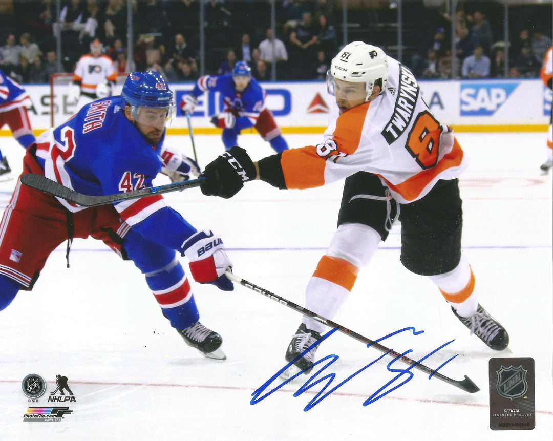 Dynasty Sports & Framing Autographed Hockey Photos 8x10 Photo Carsen Twarynski Philadelphia Flyers in Action Autographed NHL Hockey Photo