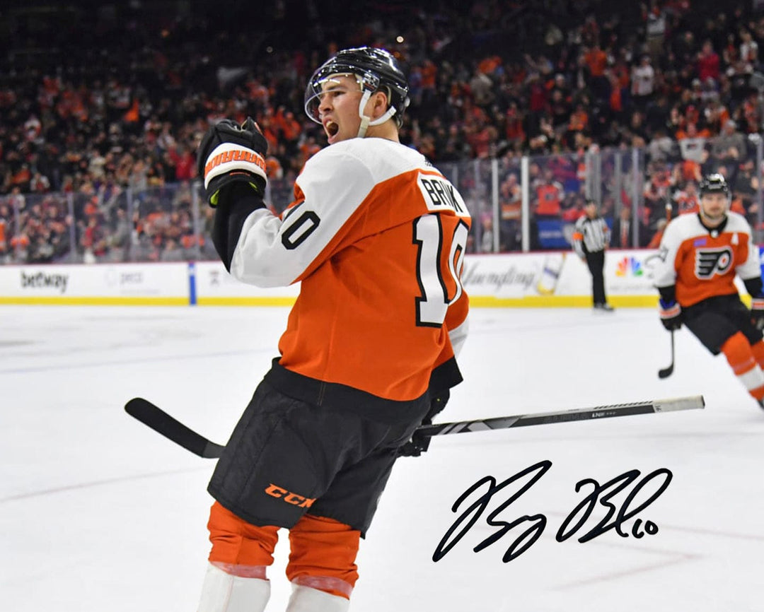 Dynasty Sports & Framing Autographed Hockey Photos Bobby Brink Fist Pump Autographed Philadelphia Flyers 8" x 10" Hockey Photo