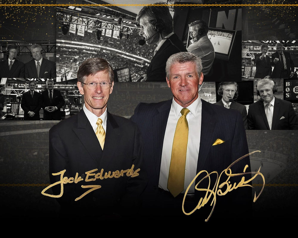Dynasty Sports & Framing Autographed Hockey Photos Jack Edwards & Andy Brickley Boston Bruins Autographed 8" x 10" Collage Hockey Photo
