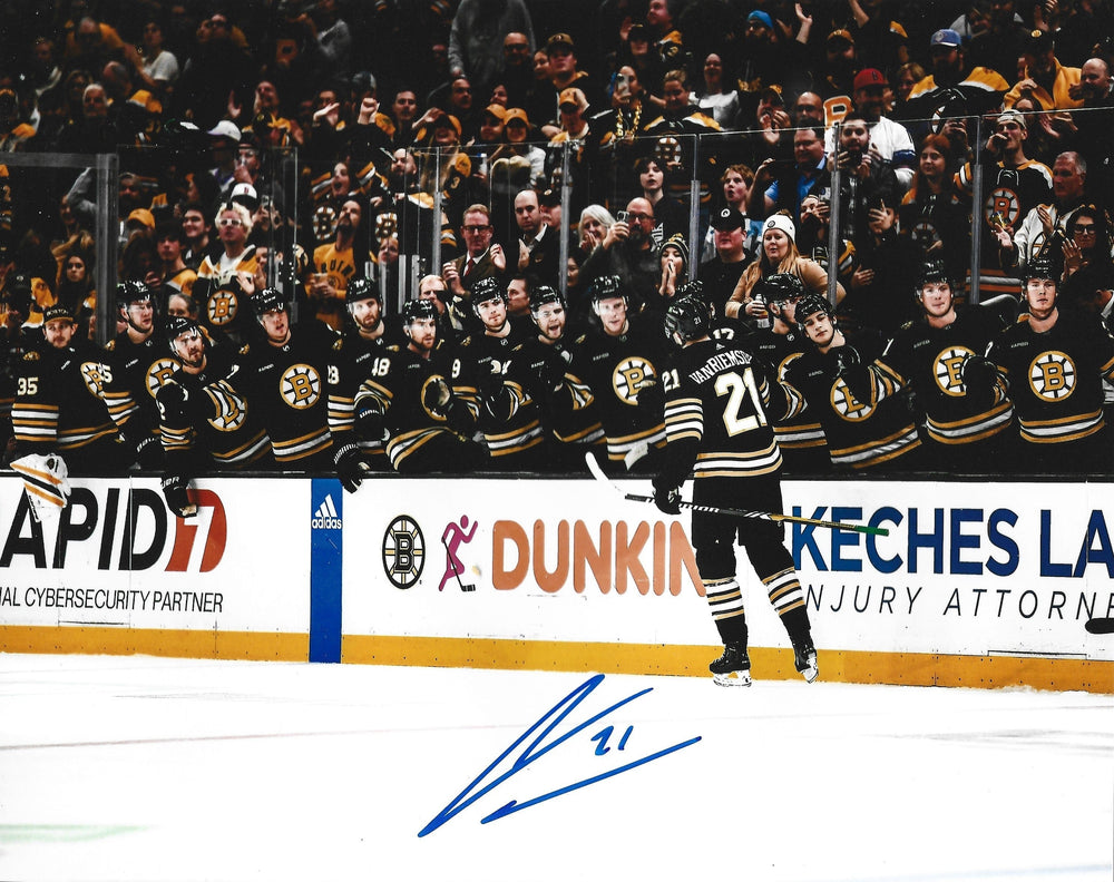 Dynasty Sports & Framing Autographed Hockey Photos James Van Riemsdyk Goal Celebration Autographed Boston Bruins 11" x 14" Hockey Photo