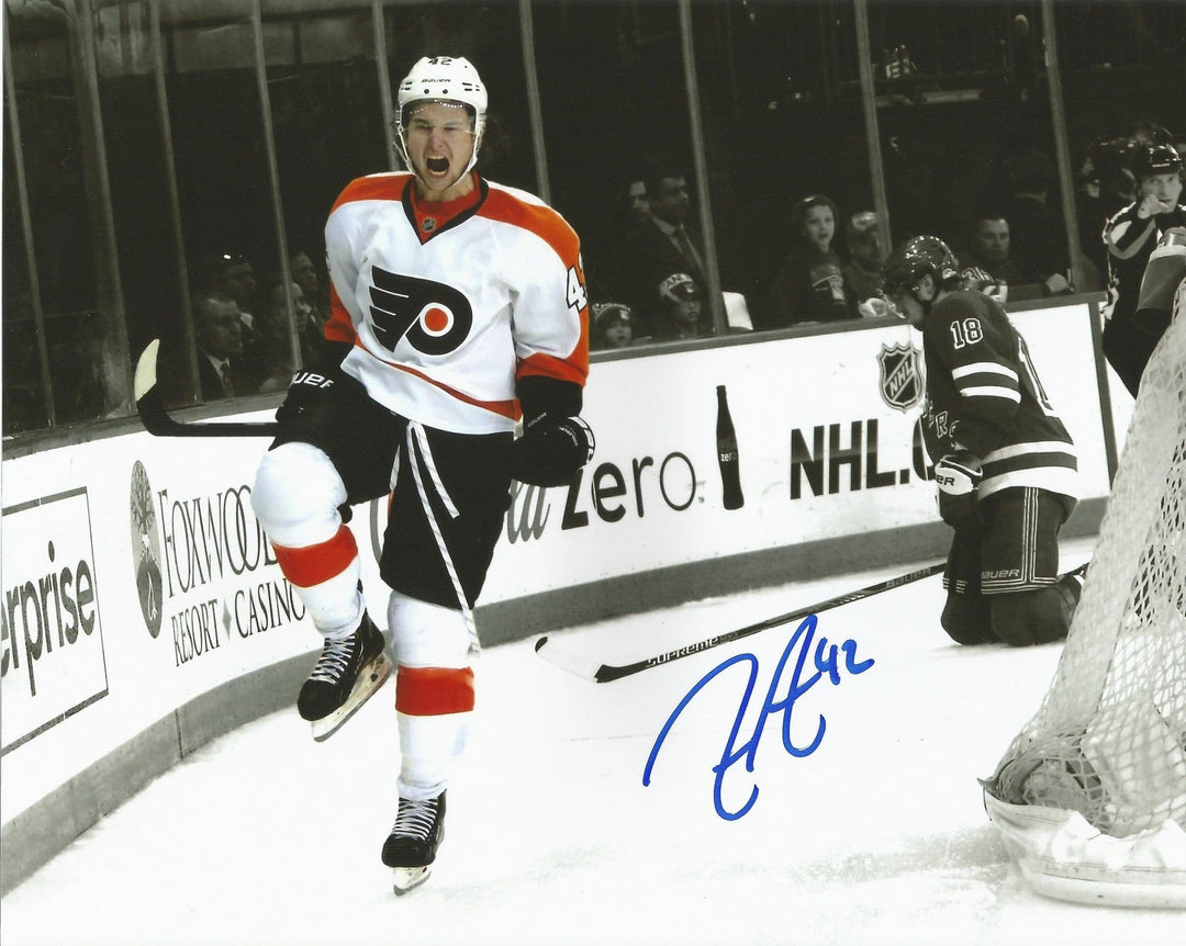Dynasty Sports & Framing Autographed Hockey Photos Jason Akeson 2013-14 Playoffs Autographed Philadelphia Flyers 8" x 10" Hockey Photo