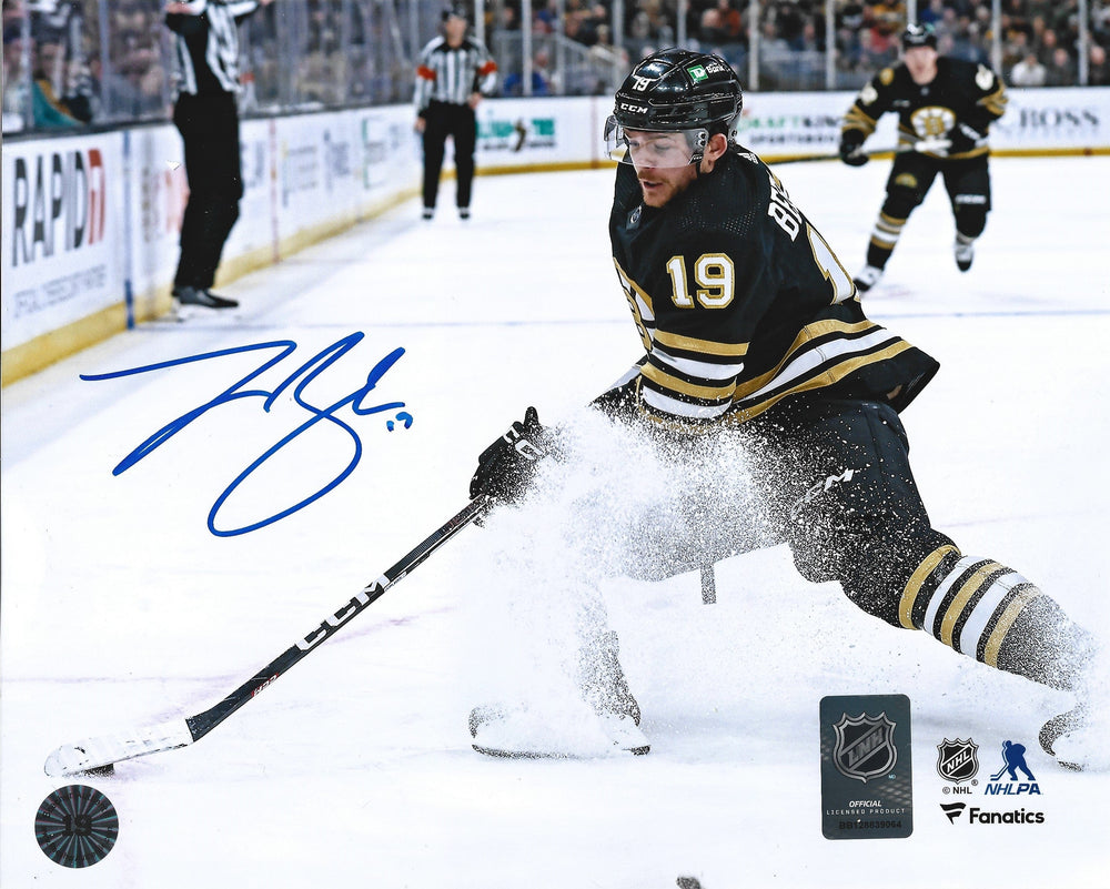 Dynasty Sports & Framing Autographed Hockey Photos Johnny Beecher in Action Boston Bruins Autographed 16" x 20" Hockey Photo