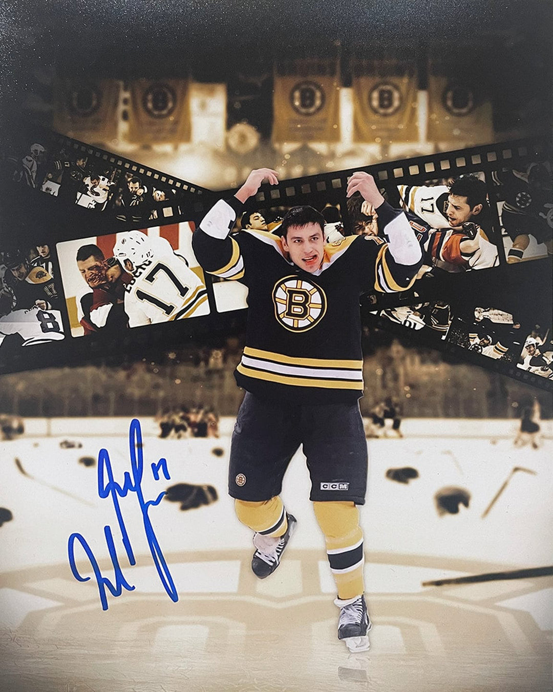 Dynasty Sports & Framing Autographed Hockey Photos Milan Lucic Fight Collage Boston Bruins Autographed 11" x 14" Hockey Photo