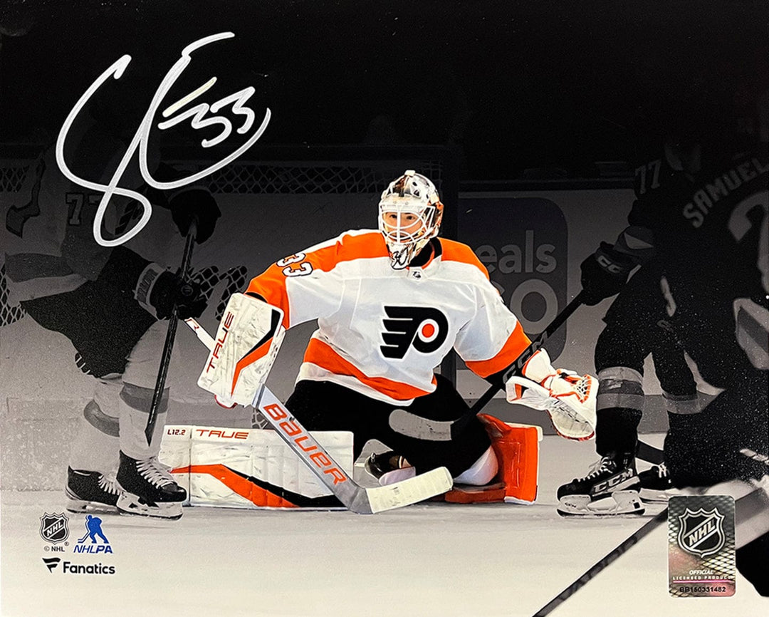 Dynasty Sports & Framing Autographed Hockey Photos Samuel Ersson First Shutout Philadelphia Flyers Autographed 8" x 10" Blackout Hockey Photo
