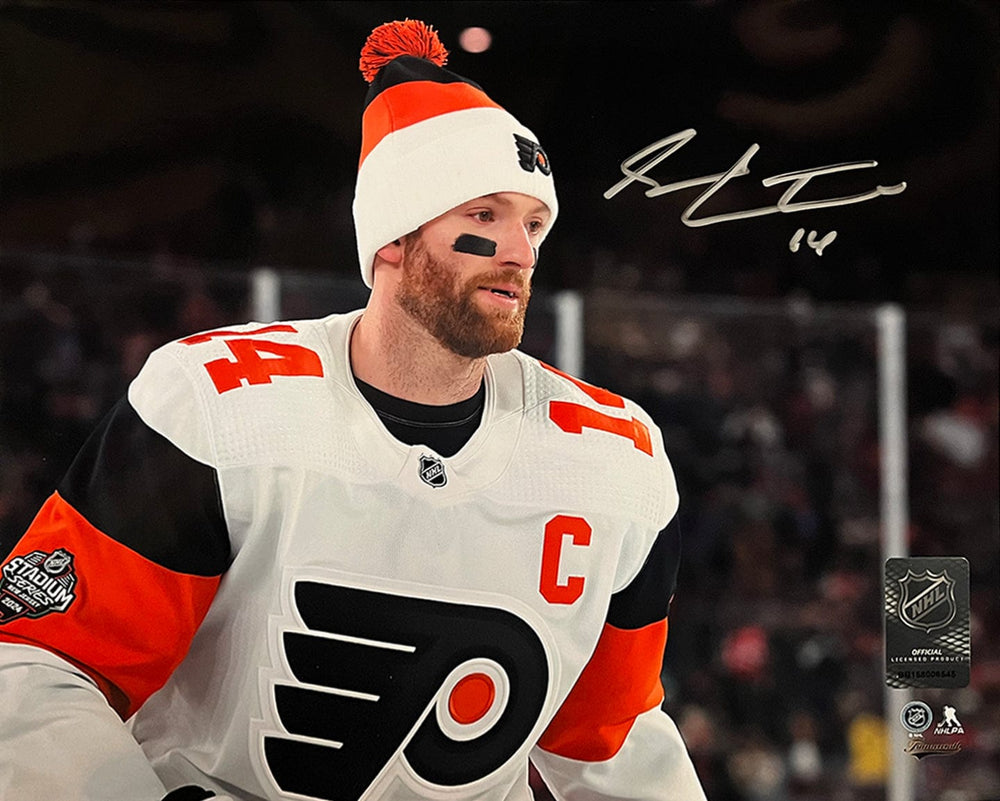 Dynasty Sports & Framing Autographed Hockey Photos Sean Couturier 2024 Captain Debut Philadelphia Flyers Autographed 11x14 Photo - Silver Signature