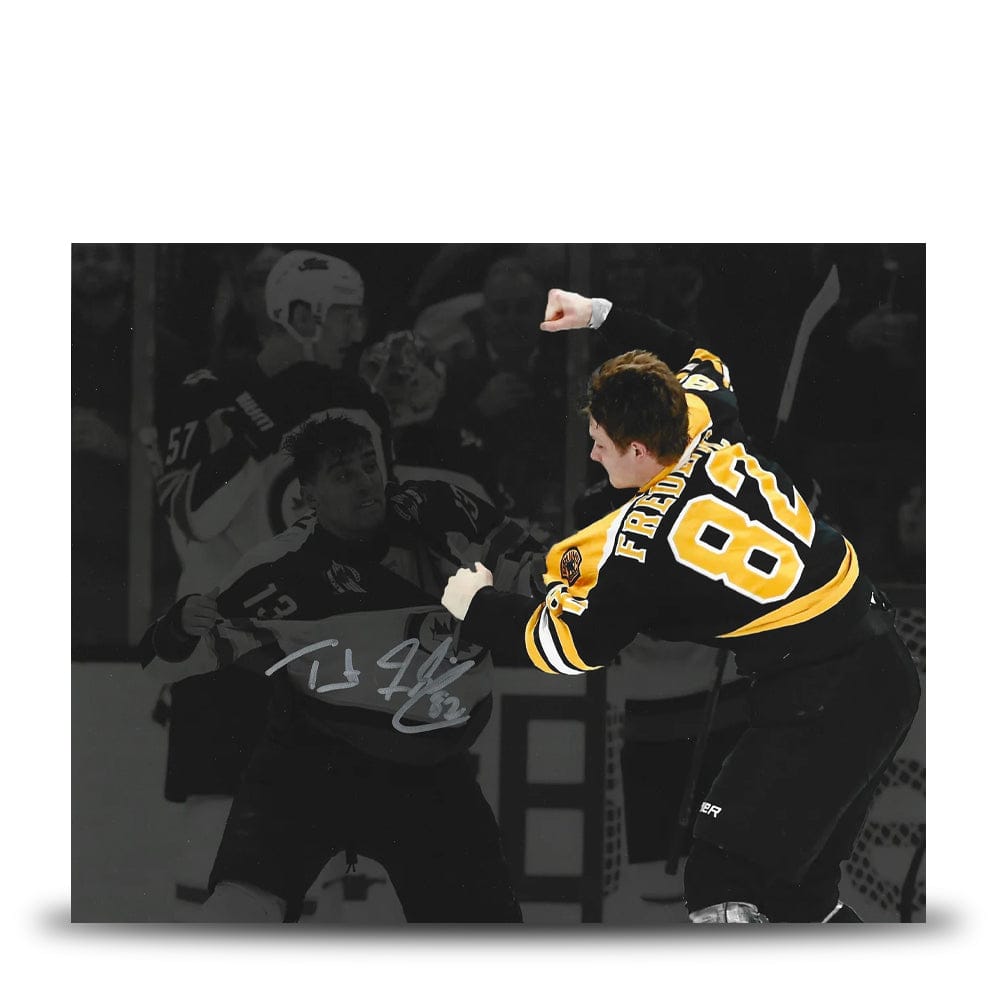 Dynasty Sports & Framing Autographed Hockey Photos Trent Frederic Fight Boston Bruins Autographed Blackout 11" x 14" Hockey Photo