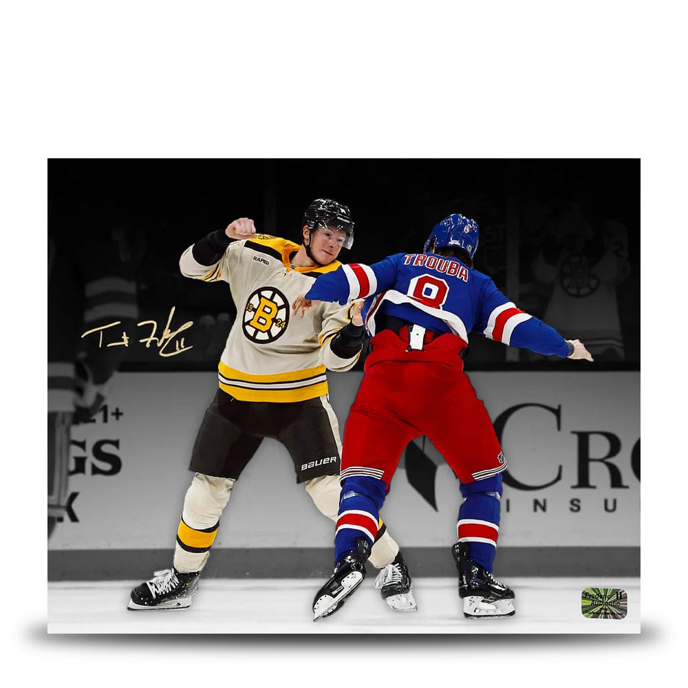 Dynasty Sports & Framing Autographed Hockey Photos Trent Frederic Fighting Action Boston Bruins Autographed 16" x 20" Hockey Photo