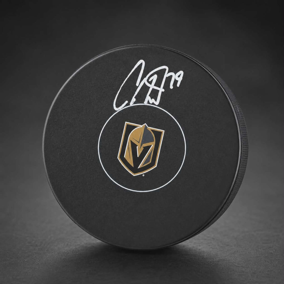 Dynasty Sports & Framing Autographed Pucks Carter Hart Vegas Golden Knights Autographed NHL Hockey Logo Puck