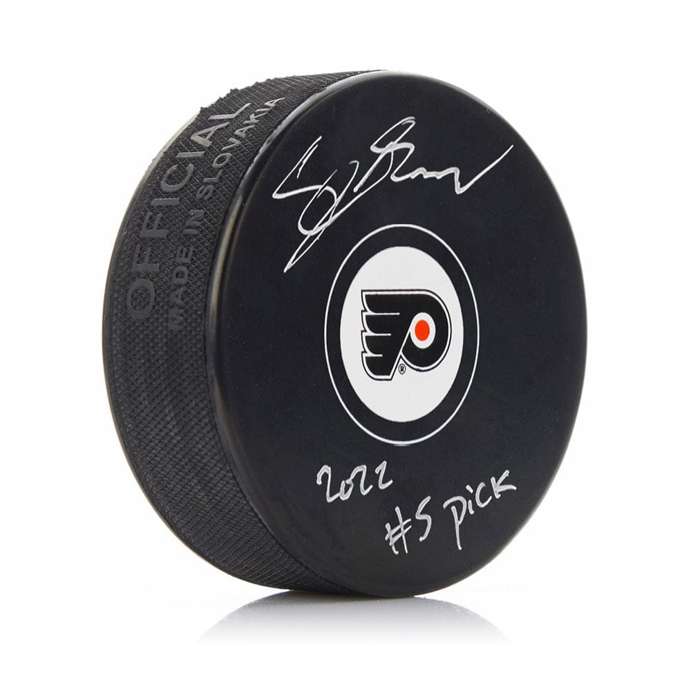 Dynasty Sports & Framing Autographed Pucks Cutter Gauthier Philadelphia Flyers Autographed NHL Hockey Logo Puck with #5 Pick Inscription