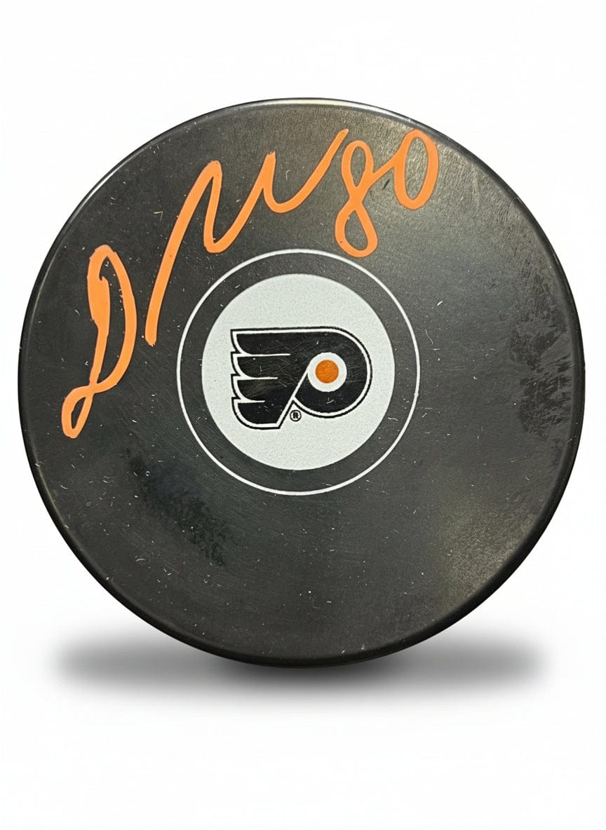 Dynasty Sports & Framing Autographed Pucks Dan Vladar Philadelphia Flyers Autographed Logo Hockey Puck - Orange Signature