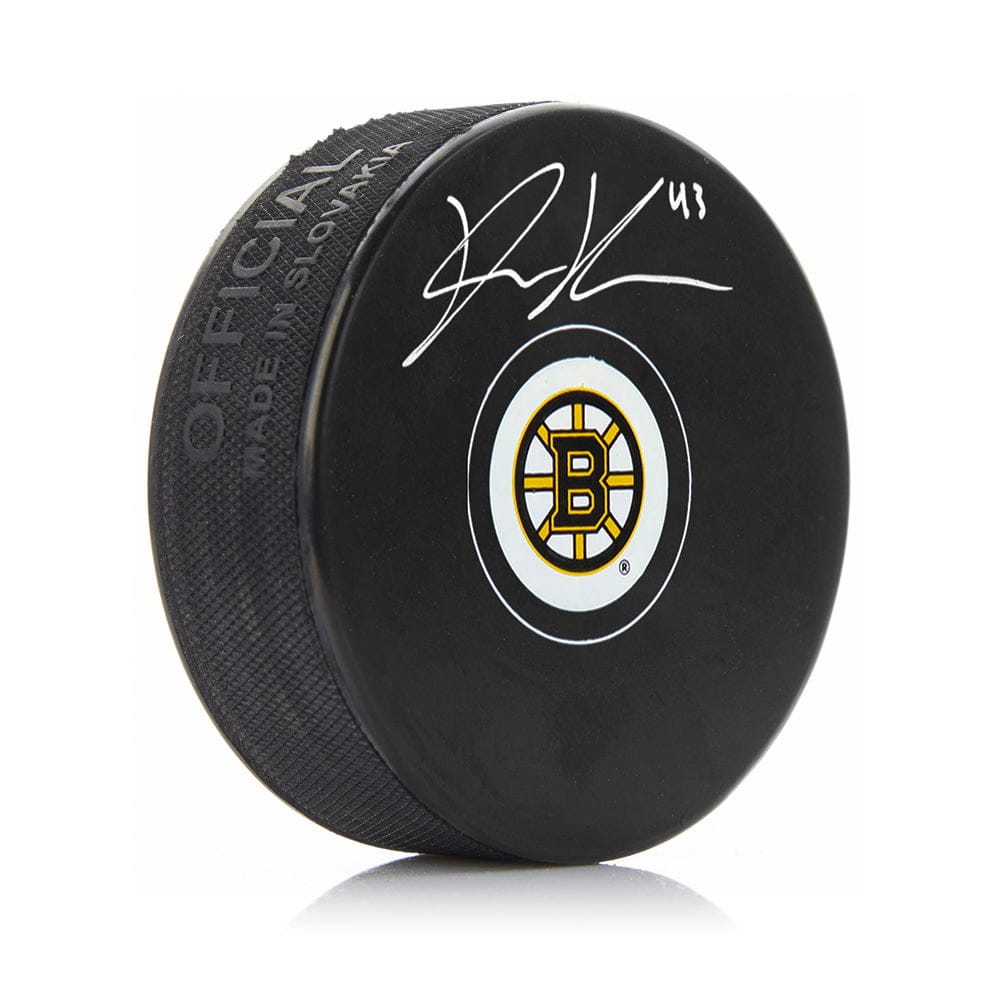 Dynasty Sports & Framing Autographed Pucks Danton Heinen Autographed Boston Bruins Hockey Logo Puck