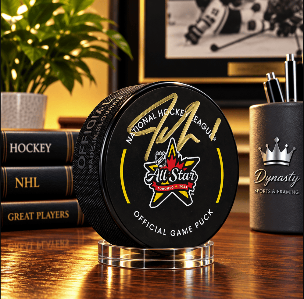 Dynasty Sports & Framing Autographed Pucks Jeremy Swayman Boston Bruins Autographed 2024 NHL All-Star Game Official Game Puck