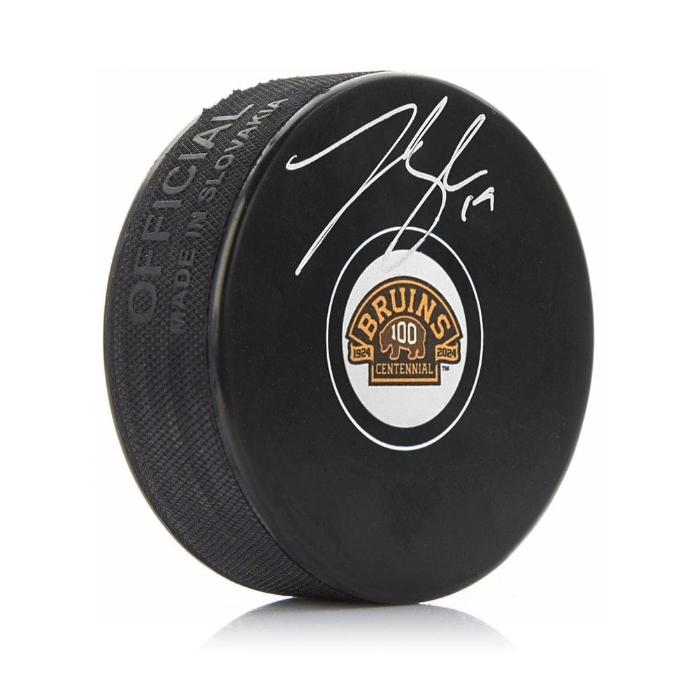 Dynasty Sports & Framing Autographed Pucks Johnny Beecher Autographed Boston Bruins 100th Anniversary Hockey Logo Puck