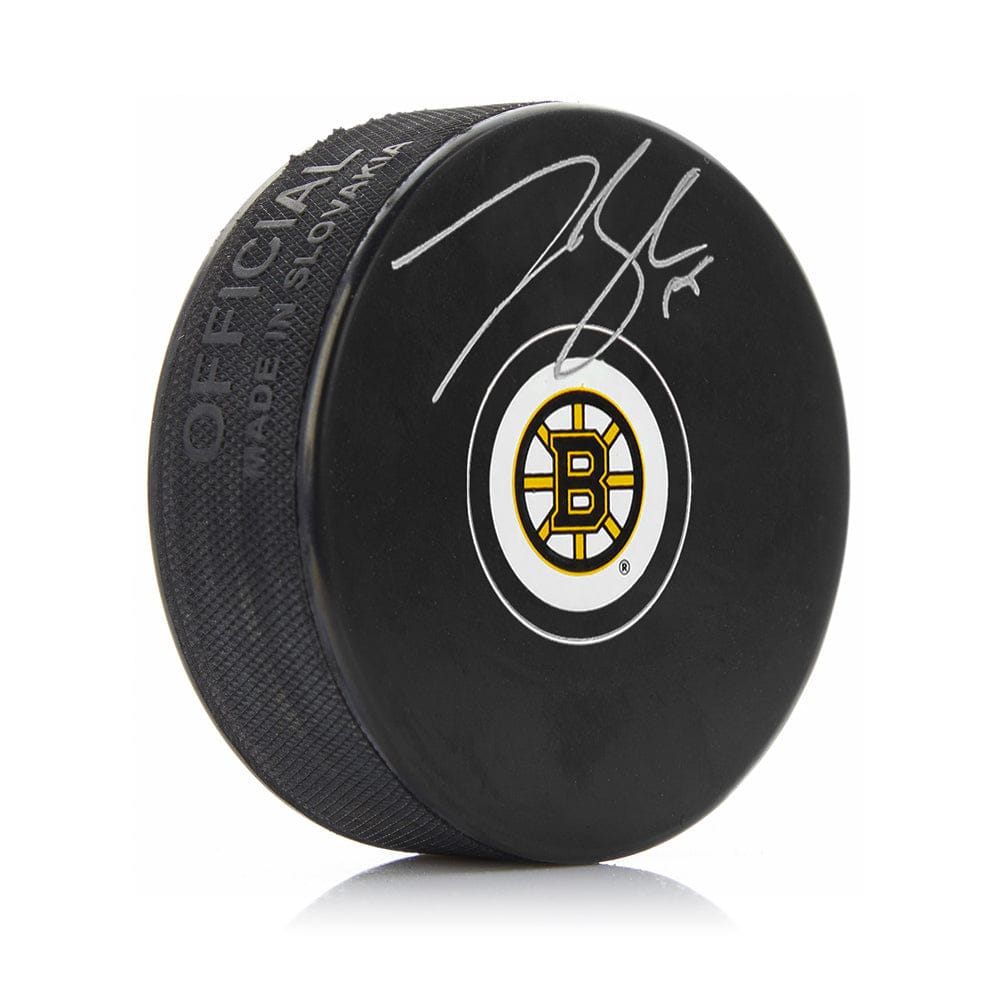 Dynasty Sports & Framing Autographed Pucks Johnny Beecher Autographed Boston Bruins Hockey Logo Puck