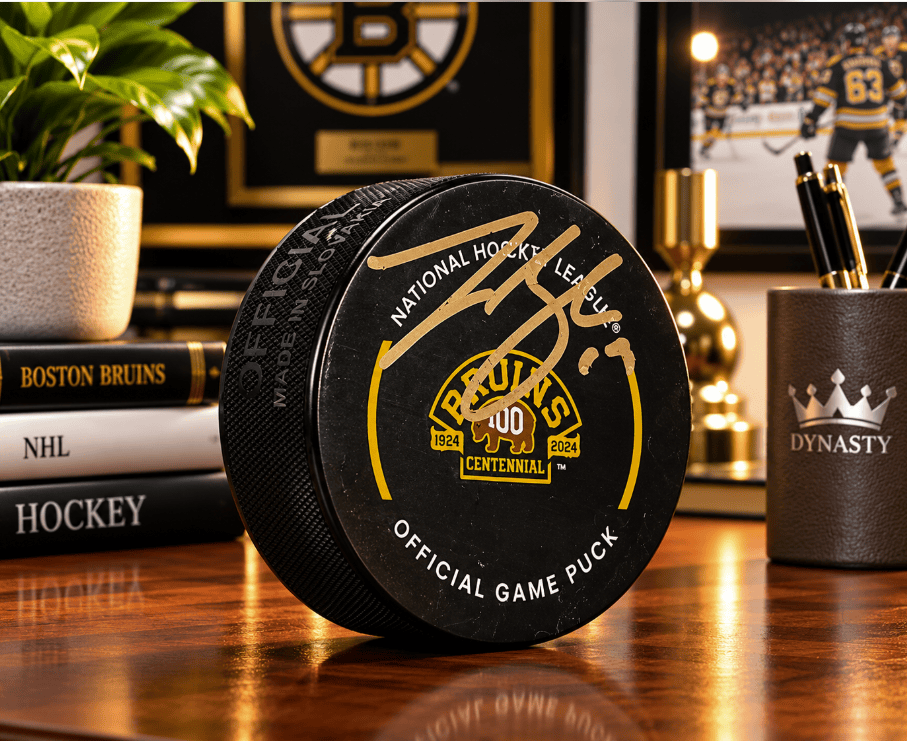 Dynasty Sports & Framing Autographed Pucks Johnny Beecher Boston Bruins Autographed 100th Anniversary Hockey Game Puck