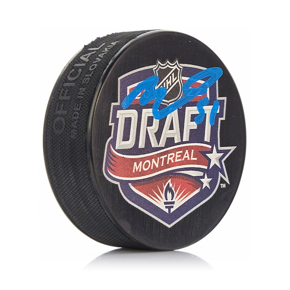 Dynasty Sports & Framing Autographed Pucks Matthew Poitras Autographed Boston Bruins 2022 Draft Hockey Logo Puck