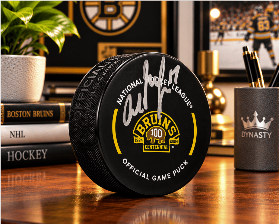Dynasty Sports & Framing Autographed Pucks Milan Lucic Boston Bruins Autographed 100th Anniversary Hockey Game Puck
