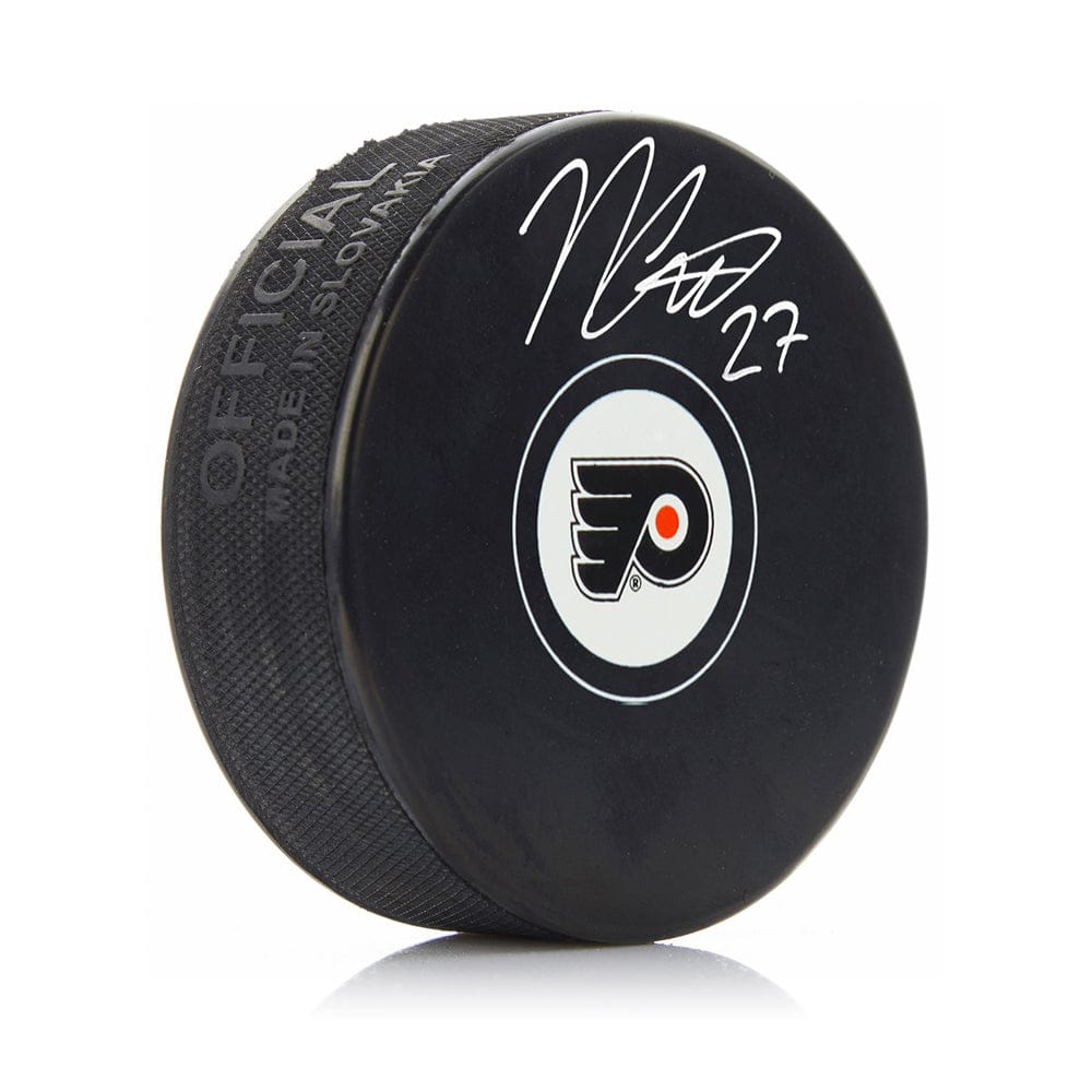 Dynasty Sports & Framing Autographed Pucks Noah Cates Autographed Philadelphia Flyers Hockey Logo Puck
