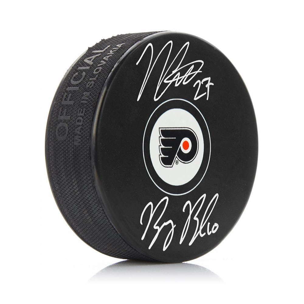 Dynasty Sports & Framing Autographed Pucks Noah Cates & Bobby Brink Autographed Philadelphia Flyers Hockey Logo Puck