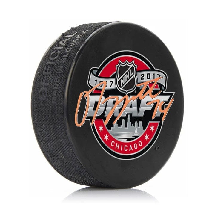 Dynasty Sports & Framing Autographed Pucks Owen Tippett Autographed Philadelphia Flyers 2017 Draft Hockey Logo Puck - Orange Signature