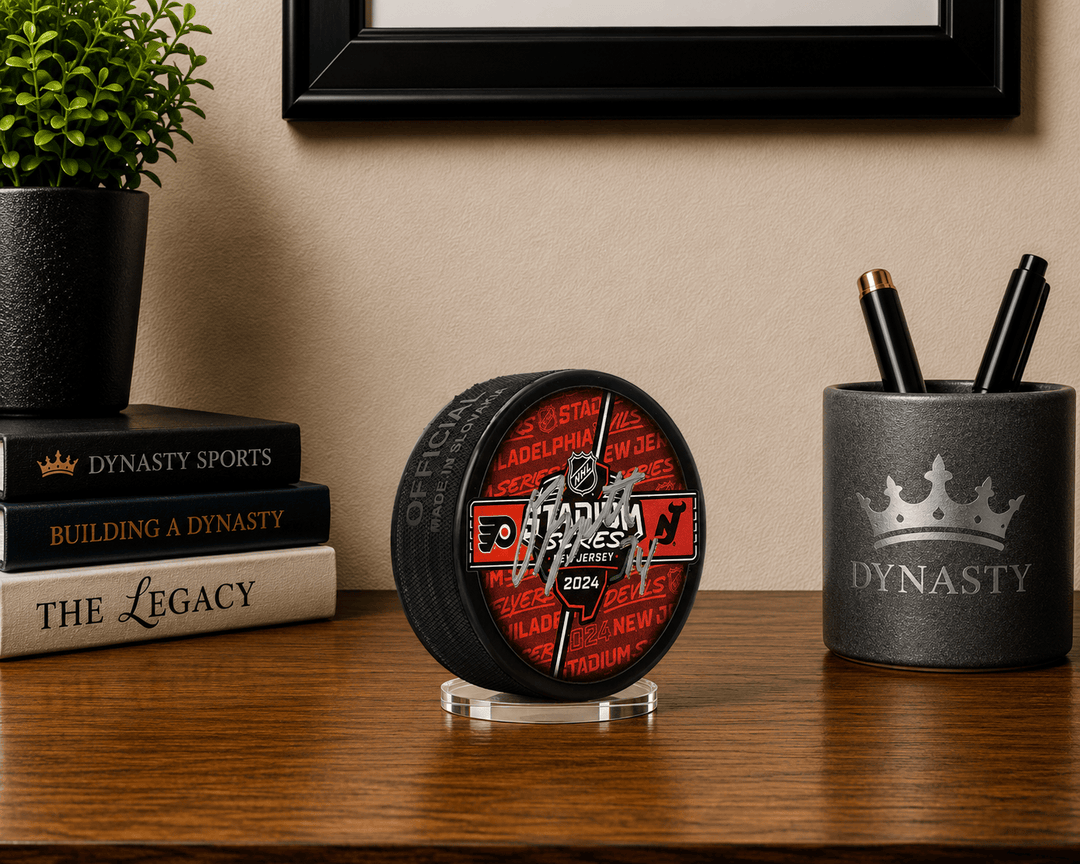 Dynasty Sports & Framing Autographed Pucks Owen Tippett Autographed Philadelphia Flyers 2024 Stadium Series Hockey Logo Puck